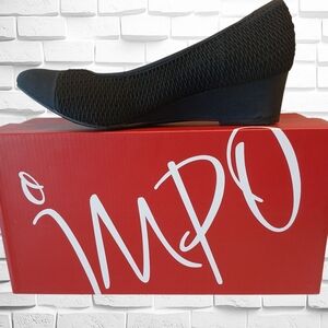 Impo Stretch Black Knit Wedge Flat Shoes Size 7.5M New With Box